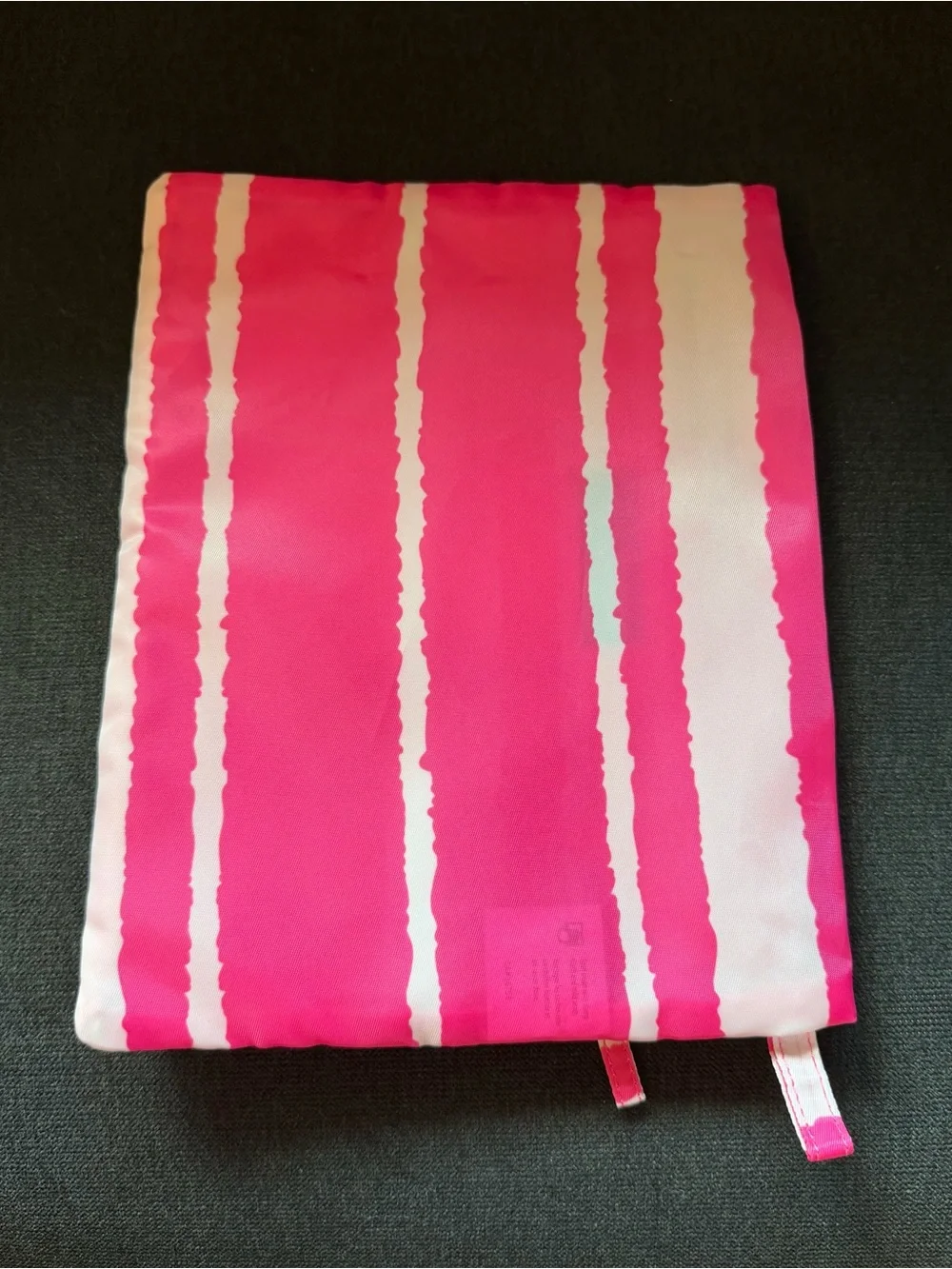 Lug Kickline Triple Zip Storage Pouch Cosmetic Bag Magenta Stripe Hot Neon Pink